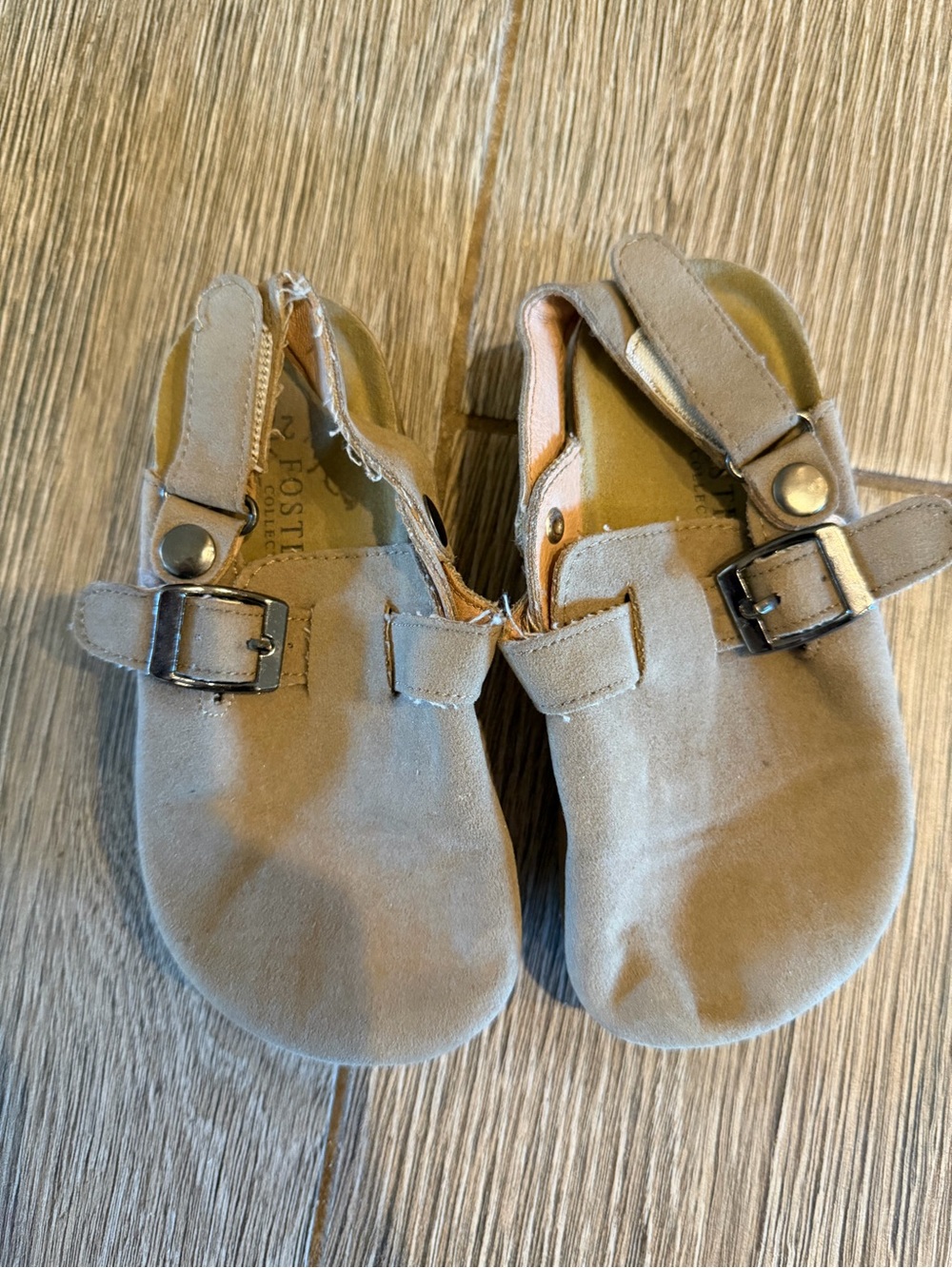 Kids Suede Buckle Sandals - Taupe